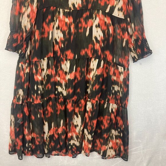 June + Vie Tiered Maxi Dress 3X Red Dark Chiffon Flowy Long Sleeve Whimsigoth - Picture 16 of 16